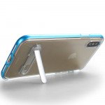 Wholesale iPhone Xs Max Clear Armor Bumper Kickstand Case (Silver)